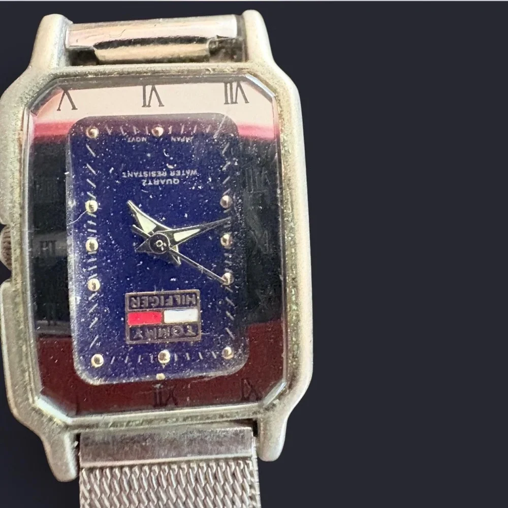 RARE RECTANGLE TOMMY HILFIGER JAPAN INDEX MESH BAND WOMENS QUARTZ WRISTWATCH